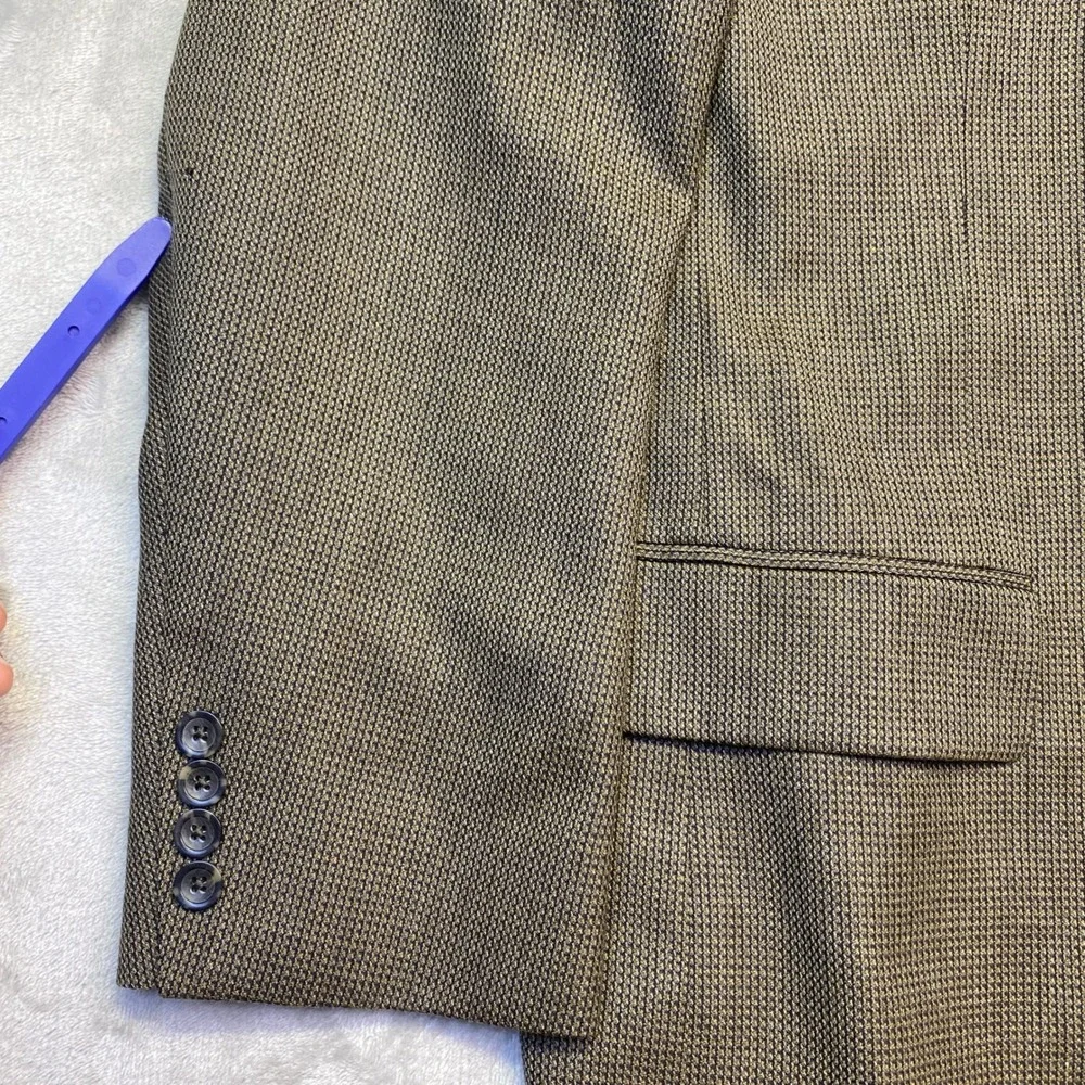 Geoffrey Beene Mens 44R Brown Wool Sport Coat Blazer Estate G471 Micro Check NWT